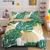 3D Printed Duvet Cover Set with Pillowcases Tropical Rainforest Bedding Set Green Tropical Plants Leaves Printed Bedding Set