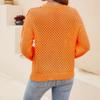 IHUASU Autumn and Winter Solid Colour Women's Knitwear Hollow Out Pullover O-Neck Sweater