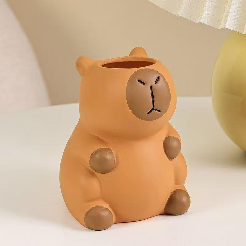 Cartoon Capybara Pen Holder Tabletop Storage Interesting Capybara Pencil Storage Box Multi-Functional Cosmetic Organizer