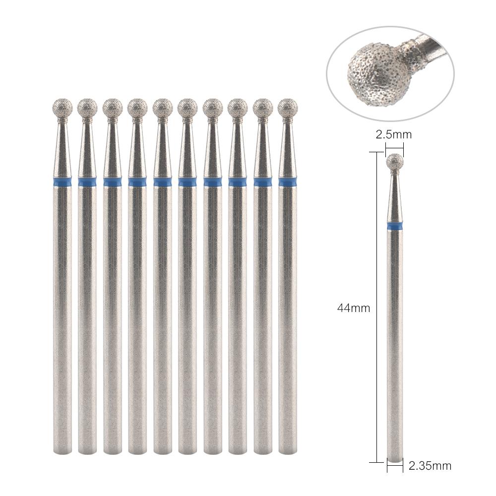 10 шт., сверла для ногтей, алмазные борфрезы, шлифовальные насадки, аксессуары для гель-лака для ногтей, инструмент для дизайна ногтей, хвостовик, резьба, полировка