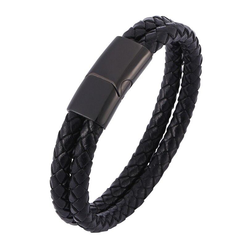 Jewelry Of Men Black Braided Leather Bracelet Cuff Bracelet Bangle Fashion Gift
