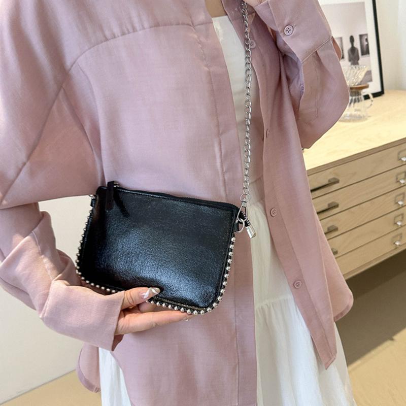 Модная женская сумка через плечо из искусственной кожи с небольшой молнией и цепочкой с ромбовидным декором