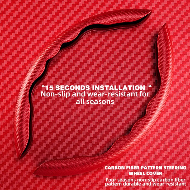 2Pcs Carbon Fiber Leather Car Steering Cover 1K Micro Fiber Leather PVC Wheel Booster Cover Non-Slip