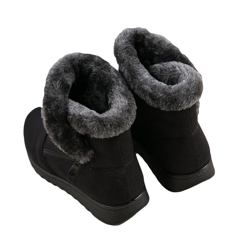 Winter Brand Mother Boots for Women Warm Fur Fashion Female Ankle Boots Suede Flat Zip Waterproof Boots