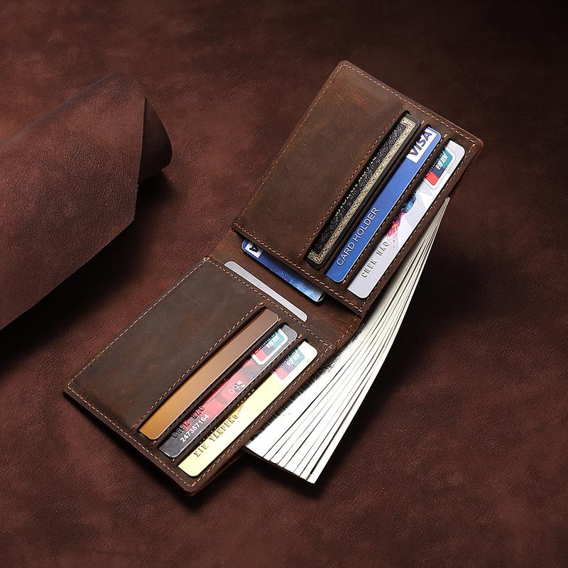 Мужской короткий кошелек Crazy Horse Leather Retro - визитница из натуральной коровьей кожи