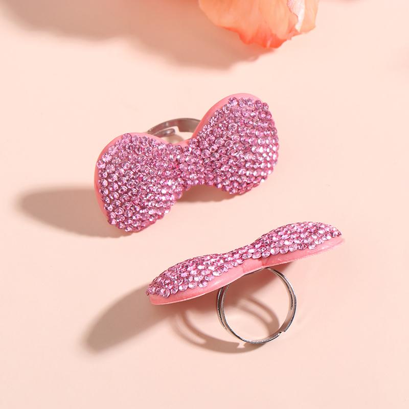 Y2K Милое Блестящее Розовое Кольцо с Открытым Бантом для Девочек Женщин Модные Заметные Ювелирные Изделия Подарки