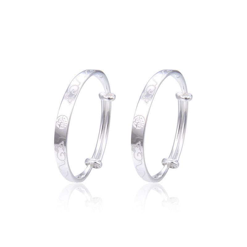 Ethnic Style Twelve Zodiac Zodiac Rat Year Birth Year Children's Silver Bracelet Push Pull Baby S999 Foot Silver Bracelet