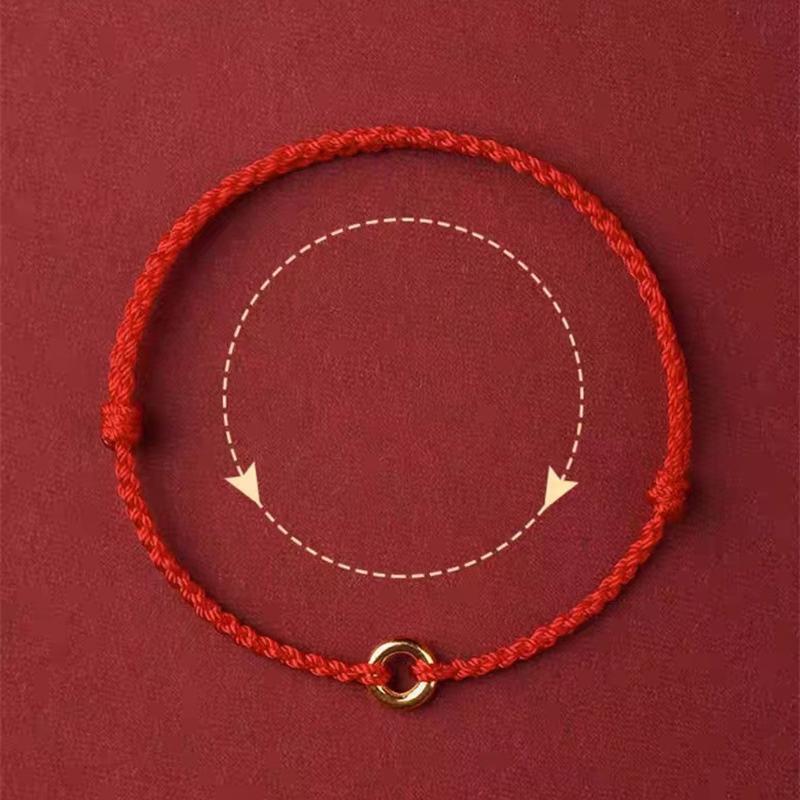 Ручное плетение круглого кольца, регулируемый счастливый красный браслет из веревки для женщин и мужчин, подвески, браслеты, браслет для друзей, любителей, благословение, подарок