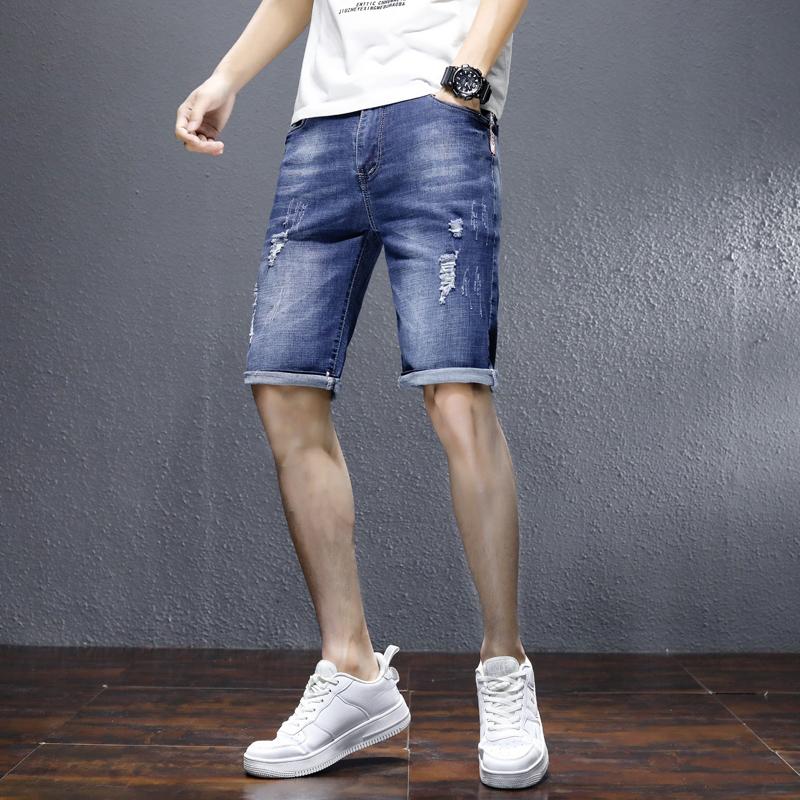 Hole Five-point Pants Plus Size Jeans Spring Summer Men's Mid-waist Loose Shorts