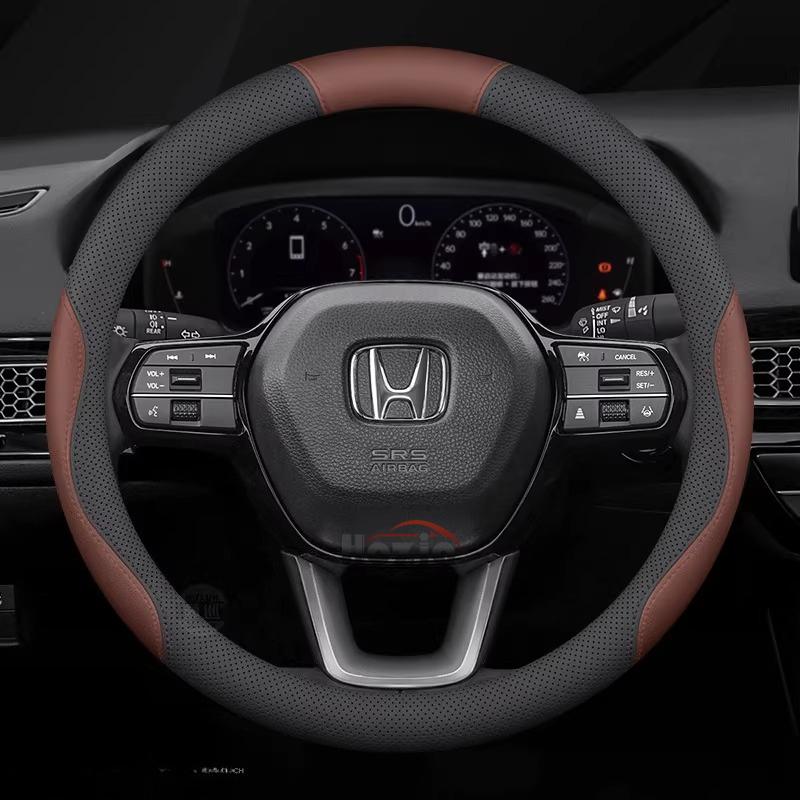 AQJ1 Leather Car Steering Wheel Cover for Honda HRV CRV Civic City Passport Accord CRZ 2022 2023 2024 2025 2026 Interior Accessories