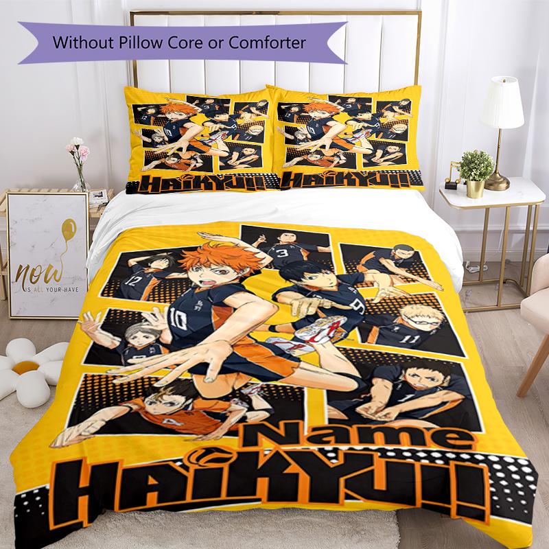 3 шт. Индивидуальный набор постельного белья Haikyu с именем Застежка на пододеяльнике Включает 1 пододеяльник и 2 наволочки, Мягкий и удобный для всех сезонов.