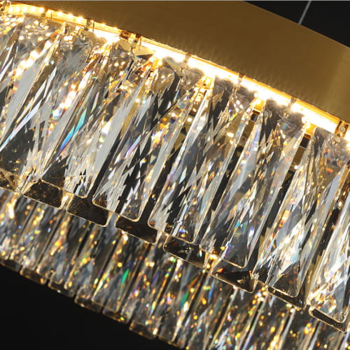 Villach - hanging lamp chandelier crystal ring round 60cm gold brass