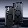 Роскошный чехол-подставка с поворотом на 120 градусов из ПУ-кожи для Samsung S24 S23 Ultra, с поддержкой беспроводной магнитной зарядки, противоударный