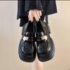 Черные туфли на платформе в британском стиле, маленькие кожаные туфли, женские ретро Мэри Джейн, лоферы на одной педали, одинарные туфли, весна и осень 2025, новинка