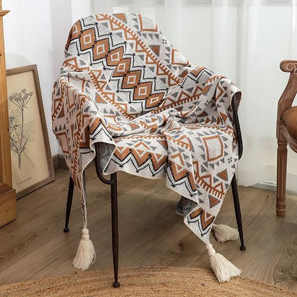 WTEMPO Офисные вязаные одеяла с кисточками в богемном стиле, одеяла для ног, шали на все тело, маленькие одеяла для сна в общежитии, домашние одеяла для кровати
