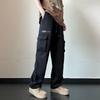 Многокарманные рабочие брюки для мужчин Осень японские модные прямые свободные повседневные брюки Niche молнии брюки в пол