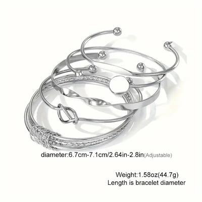 Вечный изысканный дизайн узла с открытым ртом серебристый браслет женский регулируемый подарочный набор 5 предметов креативные золотистые украшения Ювелирный аксессуар