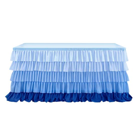 Table Skirt for Rectangle And Round Table Multi-layer Ruffle Reusable Gradient Rainbow Color Beach Parties Ceremony Birthday Party Decoration