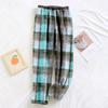 Женские пижамные штаны, плюшевые пижамные штаны с мягкой эластичной талией, клетчатые штаны с 2 карманами