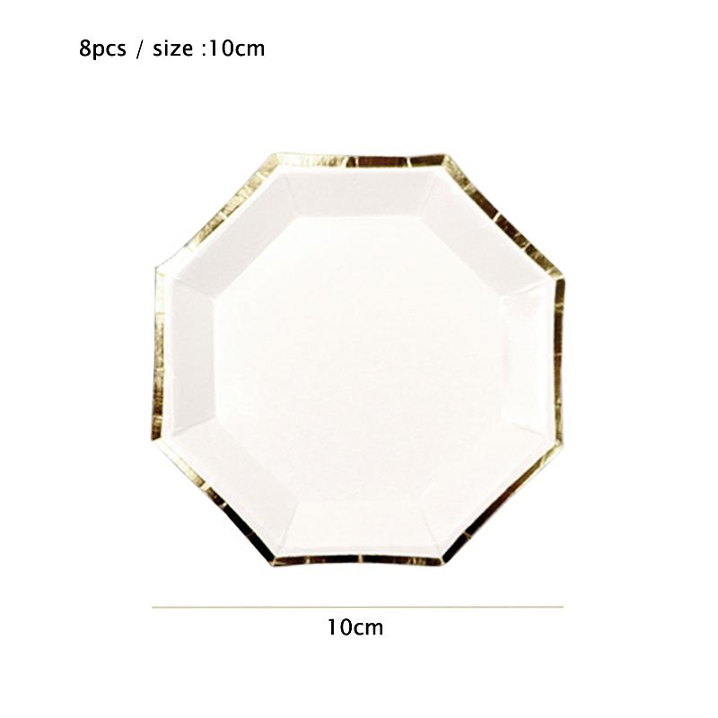 White Disposable Tableware Set Party Gold Paper Plate Wedding Necessitie Birthday Party Baby Shower Decorations Wedding Supplies