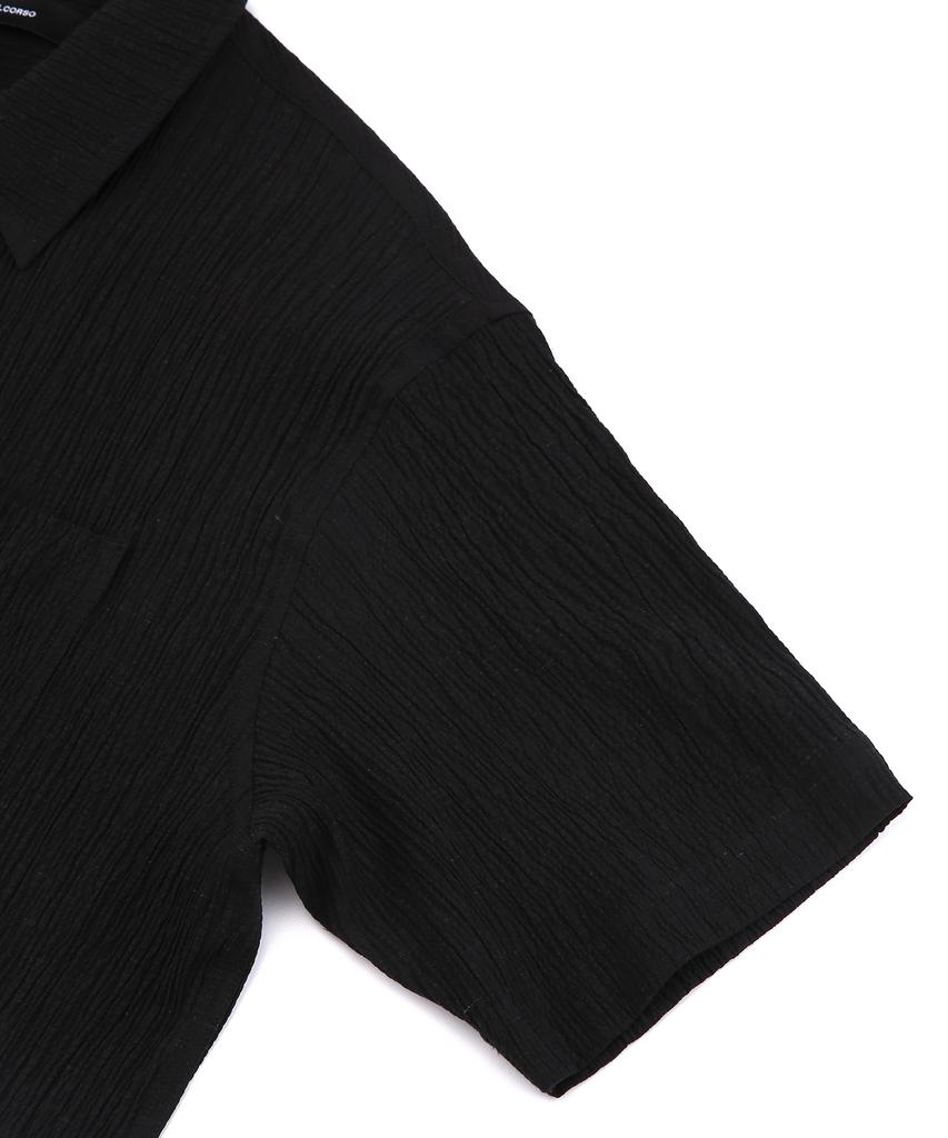 IL CORSO Рубашка с коротким рукавом Crinkle Volume Черная Iesh5E412Bk