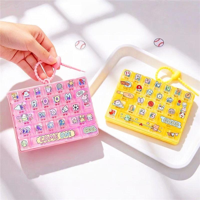 Cute Portable Decompression Toy 26 Key Sensory Push Button Toy Fashion Bag Pendant for Daily Time Killing