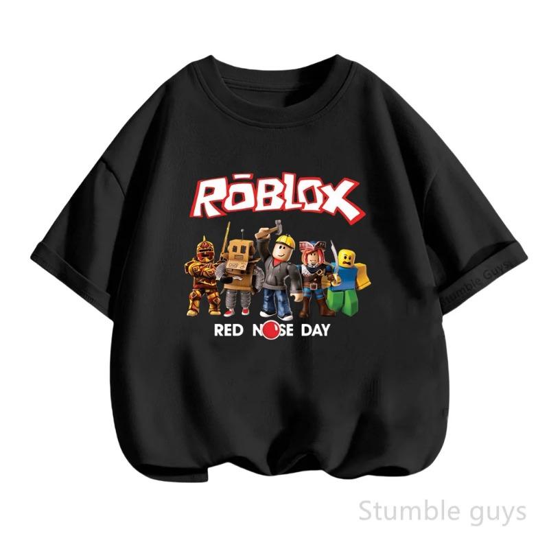 Летняя повседневная футболка Roblox для детей, мальчиков, девочек, с мультяшным принтом