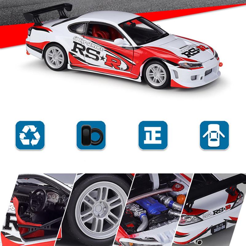 Welly Nissan Silvia в масштабе 1/24.(С15) RS-R модель автомобиля из сплава, литье под давлением, металлические игрушечные автомобили, модель автомобиля, коллекция высокой имитации, детские подарки