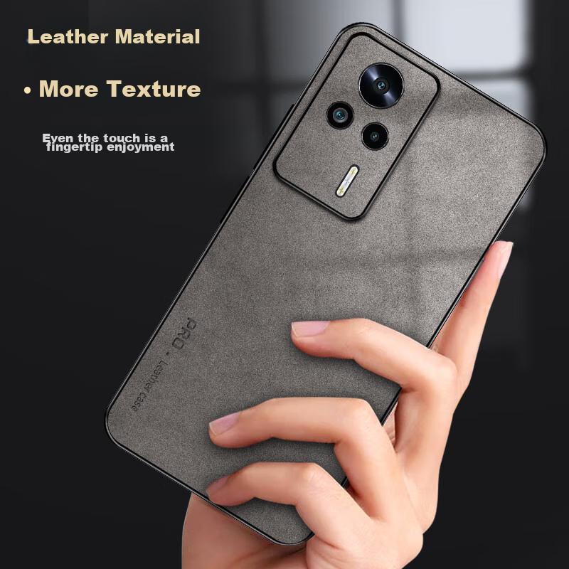 Redmi K60E Phone Case, Redmi K60e Protective Cover, Shockproof Camera Full Coverage Soft, Simple Luxury Silicone Outer Case, WoAnd Leather Case, Black