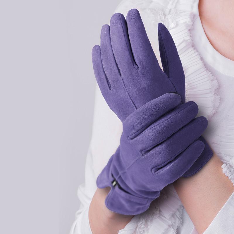 Теплые перчатки из оленьей кожи для женщин на зиму, утолщенные перчатки, сенсорный экран, шерсть внутри, для активного отдыха, велоспорта, ветрозащитная одежда, перчатки