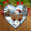 Rustic Wooden Christmas Sign with Snowman Pattern - Heart-shaped Navidad Sign for Front Doo, Wall Hanging Decor - Ideal Christmas Decoration