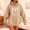 Yousheng Women's Heart Print Hoodies Fall Long Sleeve Drawstring Pullover Top Oversized Fleece Lined Sweatshirt with Pocket