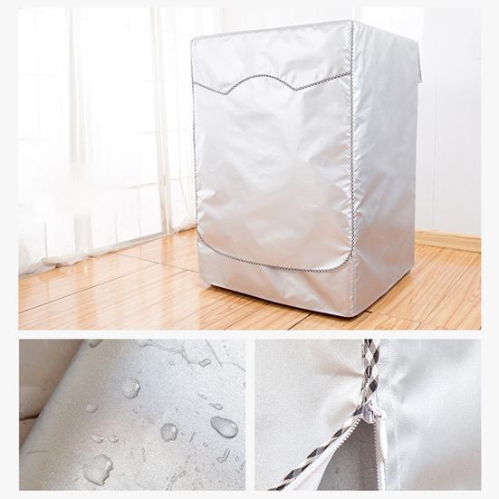 Washing Machine Cover Breathable Dust-proof Silver Color Good Heat Dissipation Washer Cover for Balcony