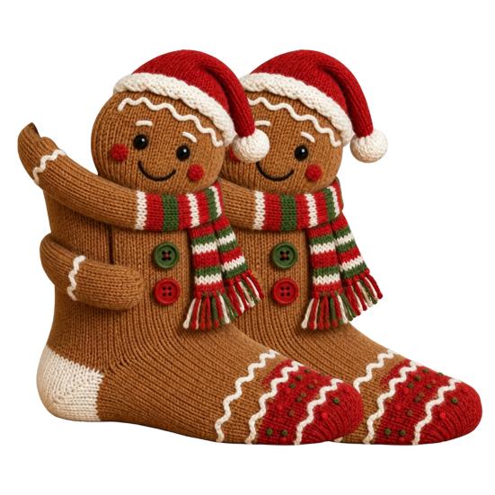 Gjenbrukbar tykk stoffstrømpe 3D klemme julesokker til peisdekorasjoner, Store strikkede julegave dekorasjonsposer med Julenissen/Elg/Snømann