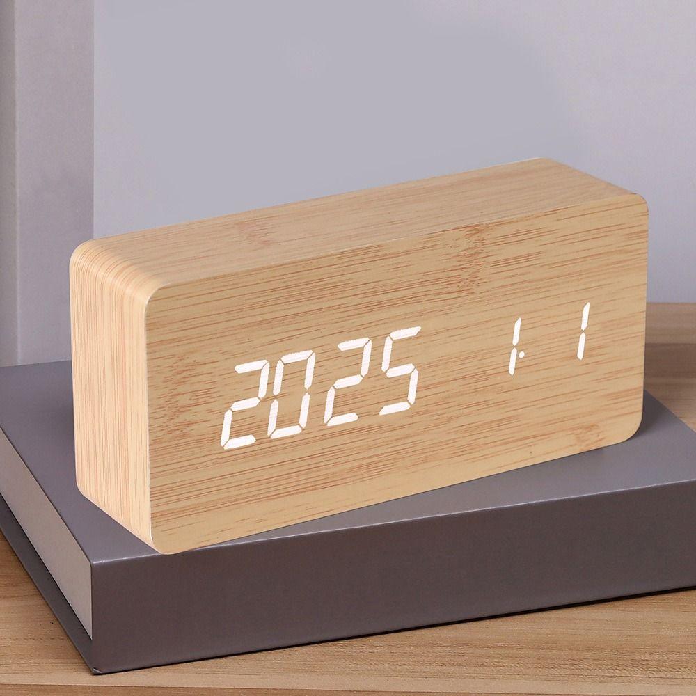 Wood Digital Clock Multicolor Desktop Clock Versatile Alarm Clock for Office
