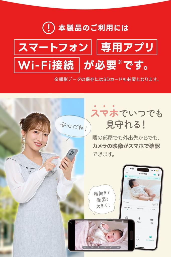 SOTTOMI Baby Baby Monitoring Auto App Pet Security Anju Smile Monitor, Camera, Conversation, Tracking, Elderly, Wi-Fi Connection, Compatible,