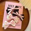 New Girly Korean Black Duckbill Clip with Sweet Pink Ribbon Bow for All-Match Hairstyles
