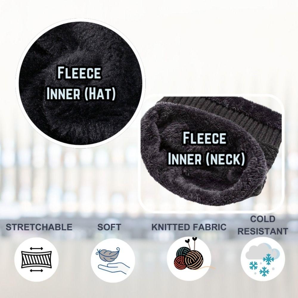 Stylish Design Thermal Knit Cap Thicken Warm Wool Hat Winter Beanie Hat Scarf Set Winter Season