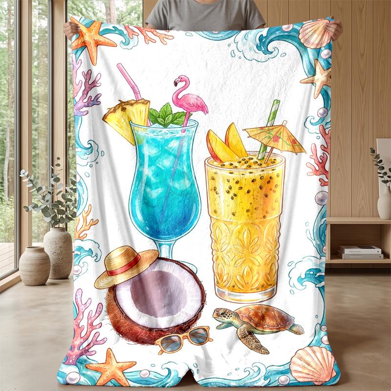 Summer Ice Cream Delight Theme blanket Lightweight Warm Flannel Blanket Decorative Throw Blanket for Home Decoration