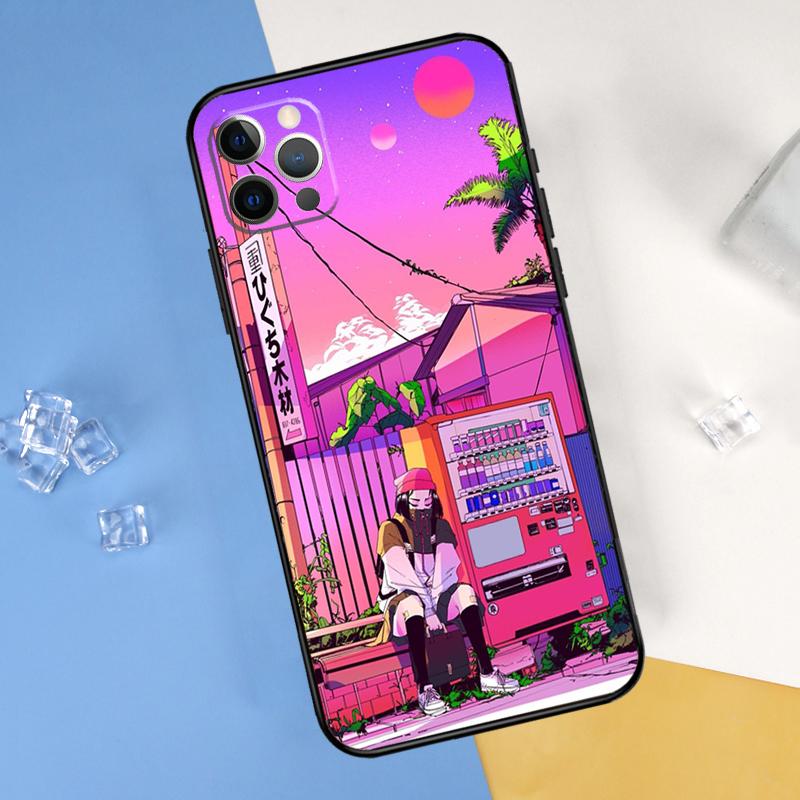 Чехол для телефона Vaporwave Glitch Anime для iPhone 16 Pro Max 13 12 Mini 11 14 15 Pro Max XR 16 15 Plus 16e Защитный корпус