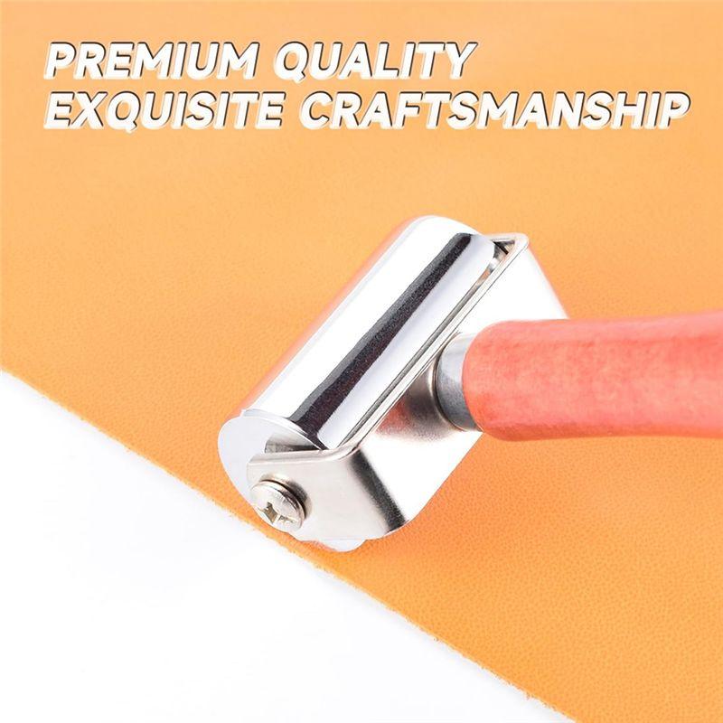 A84E-Leather Press Edge Roller Leather Glue Laminating Roller With Scraper (2.36 Inch +1 Inch)