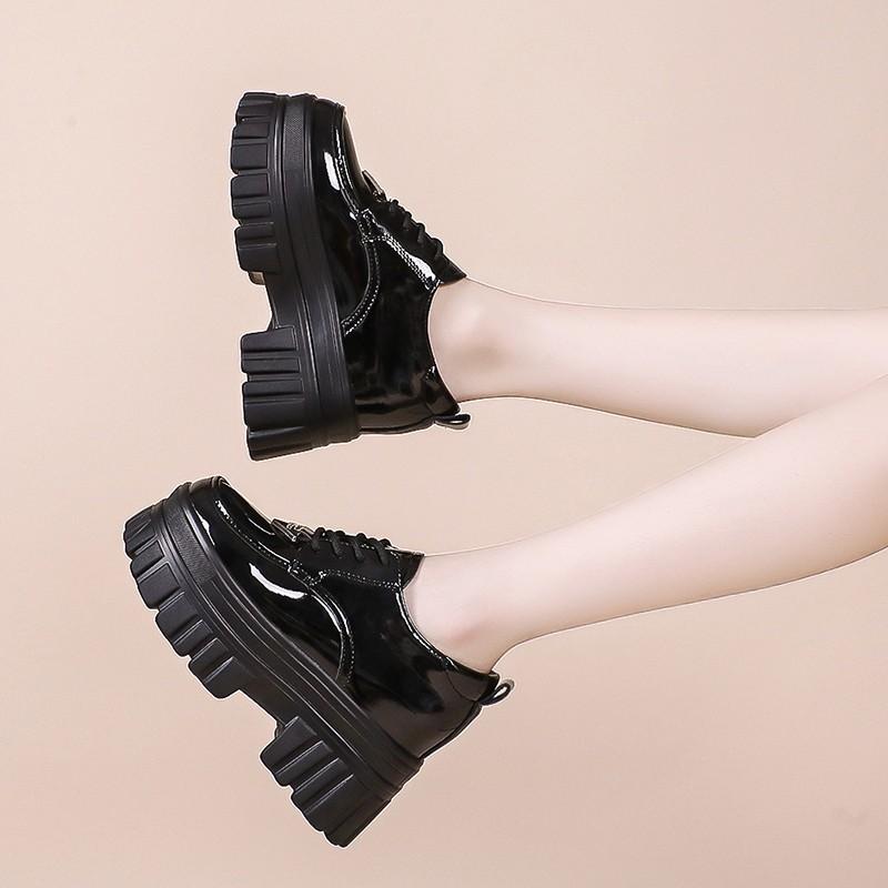 Женские туфли из кожи в ретро-британском стиле, осень-зима 2024 года, новые мокасины на толстой подошве и высоком каблуке для женщин Zapatos