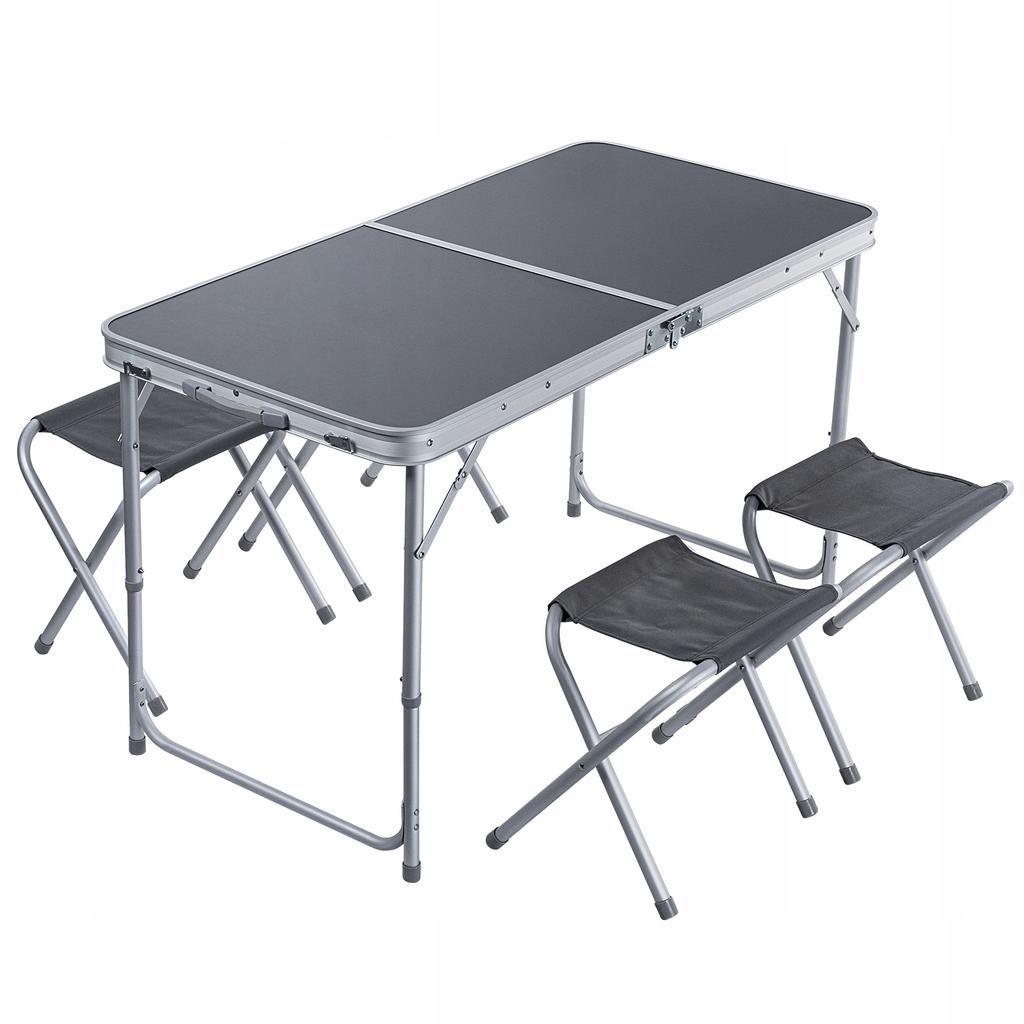 KADAX Tourist Set Folding Table 120cm + 4 Chairs 5in1 Camping Grill