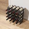 4-Tier Wine Rack, Freestanding Rack for 16 Wine Bottles, Metal, Black