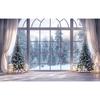 Christmas Winter Decoration Background Snow Window Forest Christmas Tree Photography Background 70.8*43.3 InchesPhoto Studio