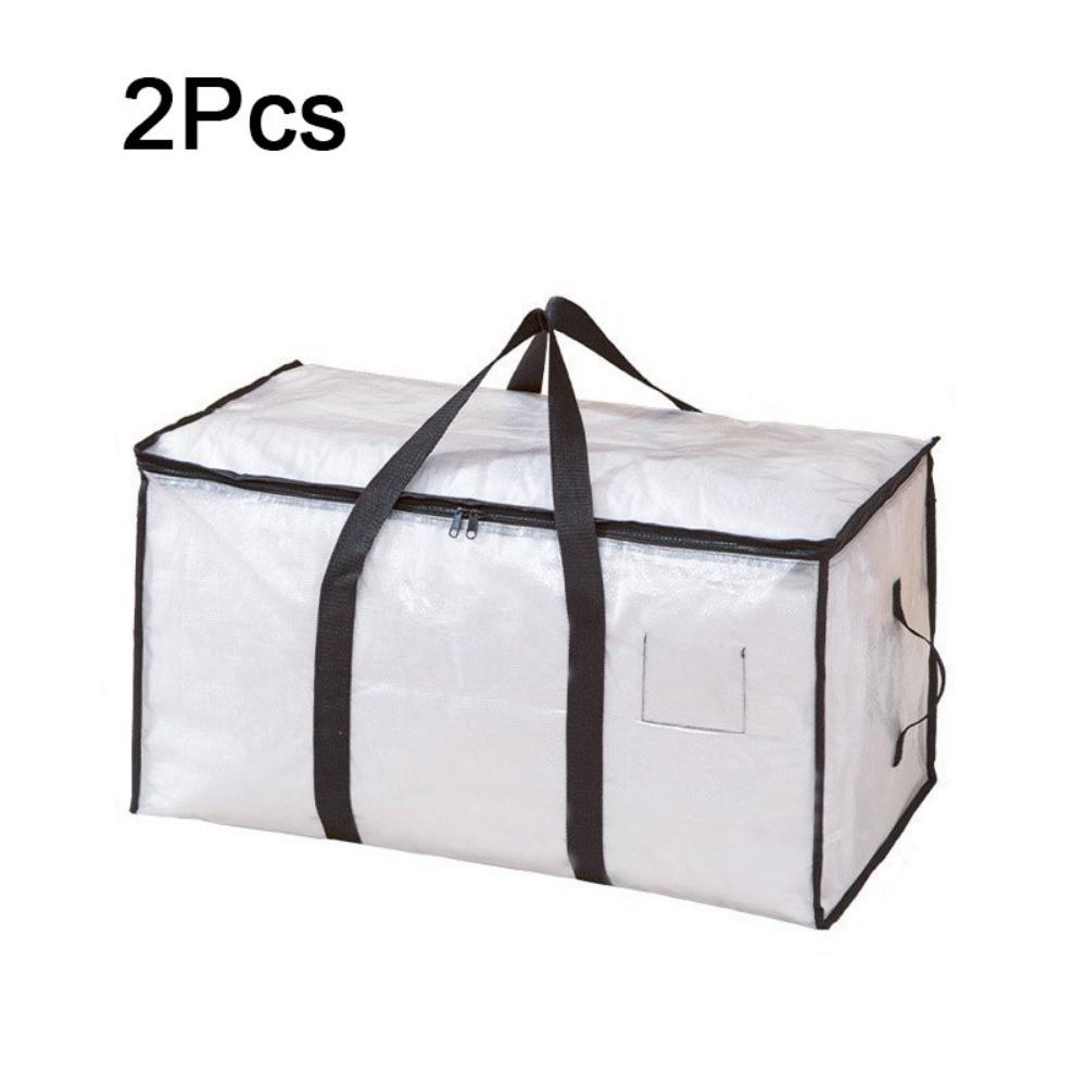 2Pcs Double Zipper Transparent Storage Bag Large Capacity Dustproof Moving Luggage Bags Reusable Waterproof