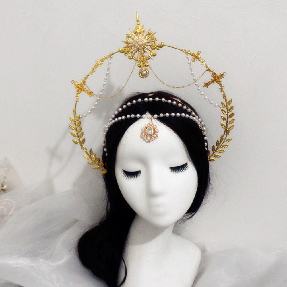 Vintage Handmade Gothic Lolita Tiara DIY Crown Material Kits Wedding Headpiece Sun Goddess Headwear