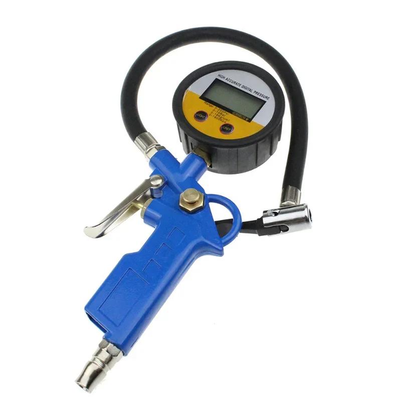 Car Digital Tire Inflator Gun - Auto Tyre Pressure Tool with LCD Manometer Gauge for Inflating & Pressure Testing