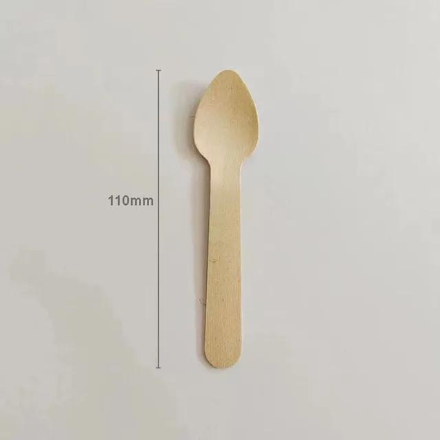 100pcs Disposable Wooden Spoon Knife Forks Biodegradable EcoFriendly Tableware Western Dessert Ice Cream Scoop for Party Picnic