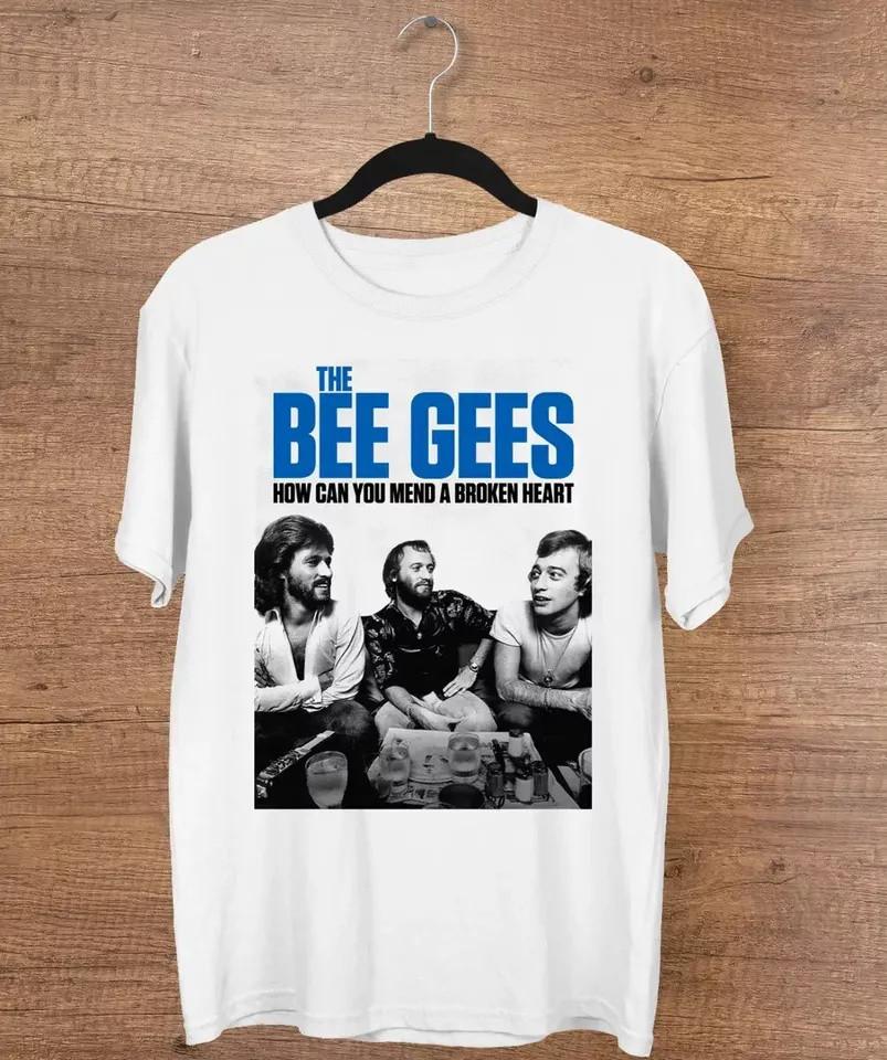 Горячий! Группа Bee Gees Для Фанатов Хлопок Белый Полный Размер Мужская Женская Рубашка Унисекс Футболка
